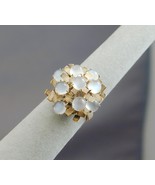 Antique 10k Yellow Gold 9 Round Moonstone Ring 6 Cocktail Harem Moghul - £589.97 GBP