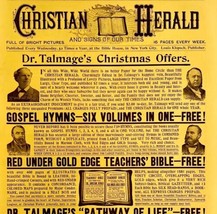 Christian Herald Dr Talmage 1894 Bible Advertisement Victorian XL DWII11 - £30.60 GBP