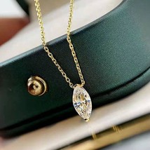14K Gold Cat Eye Crystal Necklace - 925 Silver, gift, diamond shape, dazzling - £35.32 GBP