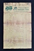 1882 antique FLINN WILLSON BILLHEAD to LANCASTER pa FIRE DEPT lantern br... - $89.05
