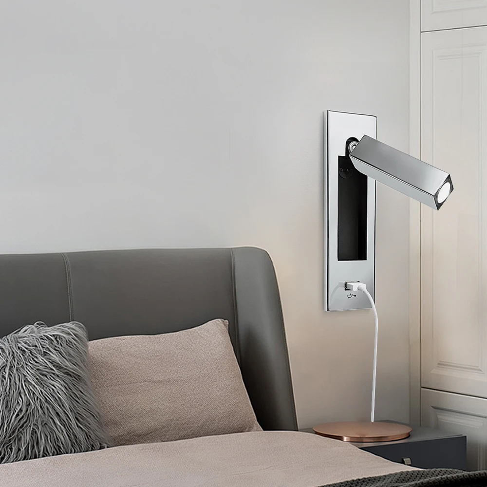 SANDIY Wall Light LED Nightlight with USB Charge Rotatable Bedside Lamp for - £54.00 GBP+