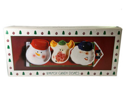 Elements Whimsy Candy Dishes 4 Ceramic Candy Bowls Santa Reindeer FrostO... - £12.02 GBP