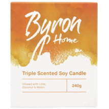 Byron Home Triple Scented Soy Candle Lime Coconut &amp; Melon - £71.75 GBP