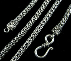  3MM Handmade Solid 925 Sterling Silver Balinese FOXTAIL Chain/Necklace Bali - $32.89+