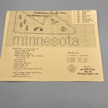 Vintage Cross Stitch Patterns, State Map of Minnesota, Sue Hillis Designs 1979 - $14.52
