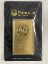 Gold Bar Perth Mint 50 GRAM Pure Gold 999.9 In Sealed Assay - £2,660.98 GBP
