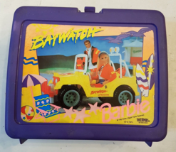 Baywatch Barbie Lunch Box 1995 Mattel Purple Plastic Lifeguard Ken Jeep ... - £10.08 GBP