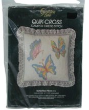 Golden Bee Quik-Cross Stamped Cross Stitch Butterflies Pillow Cover 20176 NWT - £15.46 GBP