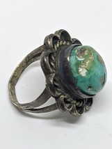 Antique Sterling Silver 925 Turquoise Native American Navajo Ring Size 5 - £39.14 GBP