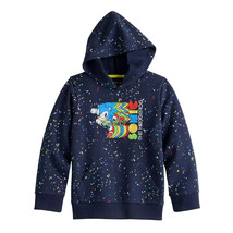 NEW Boys Sonic the Hedgehog Confetti Speckle Fleece Graphic Hoodie sz 10 navy - £11.15 GBP