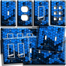 Blue Hexagon Honeycomb Visual 3D Art Light Switch Outlet Wall Plates Room Decor - £9.42 GBP+