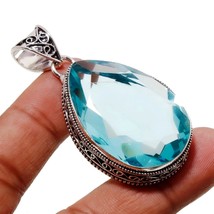 Swiss Blue Topaz Gemstone Handmade Fashion Vintage Pendant Jewelry 2.20&quot; SA 2477 - £4.01 GBP