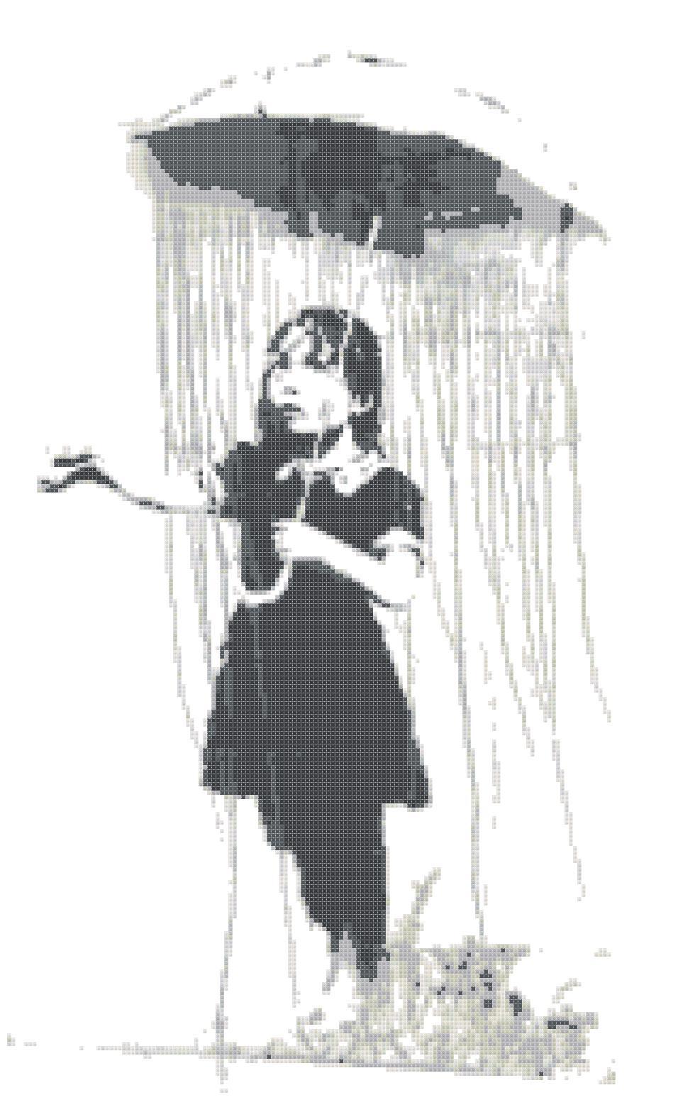 Counted Cross Stitch pattern banksy umbrella modern art 143*245 stitches BN1411