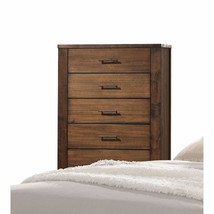 48" Oak Finish 5 Drawer Chest Dresser With Brass Metal Hardware - $14,434.72 MXN