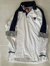 New England Patriots Vtg Long Sleeve White Polo Shirt Size L 100% Cotton - $19.71
