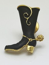 Gold Tone Western Cowboy Boot Spurs Vintage Lapel Pin Tie Tack Gift - £6.19 GBP