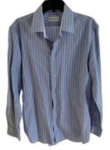 Robert Graham Button Up Shirt Mens 43 17 L-XL Blue Stripes Long Sleeve E... - £23.22 GBP