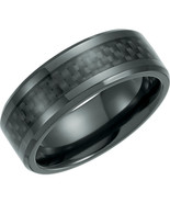  Men&#39;s Black Titanium Beveled Band with Black Carbon Fiber Inlay - €137,99 EUR