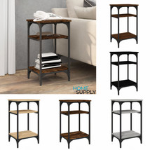 Industrial Wooden Side End Sofa Table With 2 Storage Shelves &amp; Metal Fra... - $43.38+