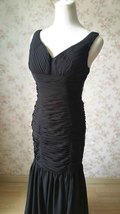 Black Open Back Mermaid Dress Gown Women Custom Plus Size Evening Dress image 4