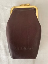 Vintage Liz Claiborne Brown Leather Kiss Lock Snap Top -e696 - $102.09 MXN