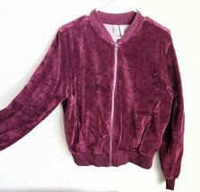 Z by Zella Burgundy Velvet Velour Track Zip Up Jacket - Sz Medium - £10.16 GBP