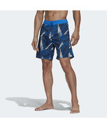NWT adidas Men&#39;s Graphic Tech Short Glory Blue Swim Trunks FJ3908 Size 33 - £20.20 GBP