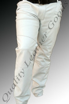 Mens Leather Leder J EAN S Thigh Fit Outrageously Luxury Pants Trousers In White - £122.60 GBP+