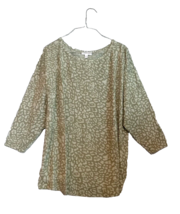 Skinnygirl Womens Tee Shirt Top Sage Green Size 2X Leopard Pattern 3/4 S... - £14.88 GBP