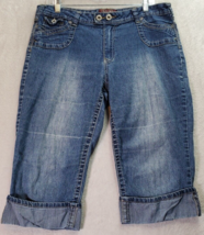 Angels Capri Jeans Women Size 12 Blue Denim Ramie Casual Flat Front Straight Leg - £11.58 GBP
