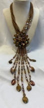 Joan Rivers Starlet Necklace Lustrous Brown Flower Beaded Fashion Jewelry - £111.86 GBP