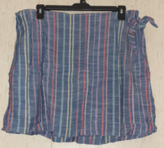 Nwt Womens $60 Cj Banks Chambray Blue W/ Stirpes Wrap Look Pull On Skort Sz 1X - £25.89 GBP