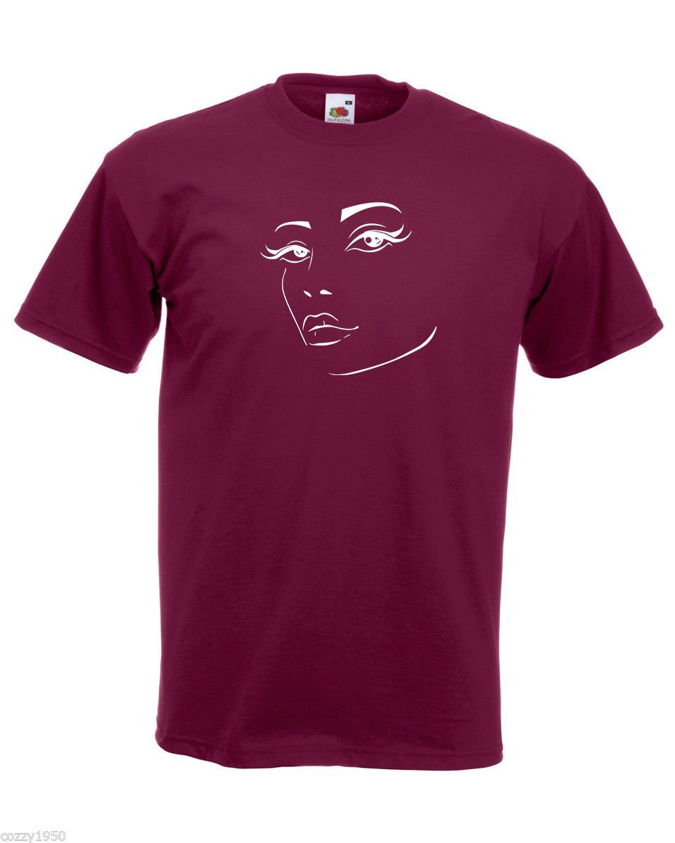 Mens T-Shirt Face with Hot Lips Silhouette, Sexy Face Shirt Teens Eyes tShirt - $24.74