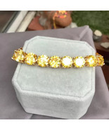 10Ct Round Cut Lab Created Citrine Tennis Bracelet Women 14k Yellow Gold... - $4,669.79 MXN