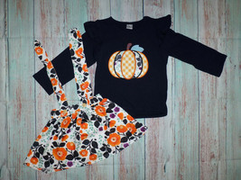 NEW Boutique Pumpkin Suspender Skirt Girls Outfit Set - £3.79 GBP+