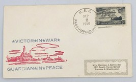 VTG Sept 2, 1950 Victor In War Guardians In Peace Cachet Cover USS Passumpsic  - $9.49