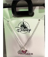 Disney Parks Mickey Mouse Rose October Faux Birthstone Necklace Silver C... - $656.94 MXN