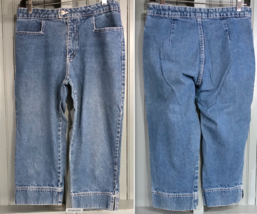 L.A. Blues Size 8 100% Cotton Cropped Capri Denim Blue Jeans - $14.40