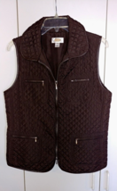 Talbots Ladies Brown Nylon Quilted Zip VEST-M-BARELY Worn - £11.00 GBP