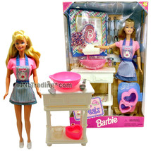 Year 1998 Barbie 12 Inch Tall Doll Set - SWEET TREATS Barbie in Kitchen Outfit - $84.99