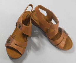 Biza Maddison Brown Leather Wedge  Sandals Womens Size EU 40 US 9.5 New - £53.46 GBP
