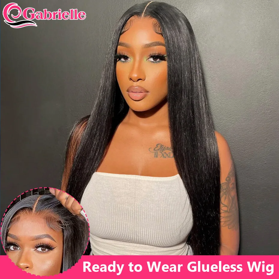 R and go glueless wigs human hair pre plucked brazilian straight lace front wig pre cut thumb200