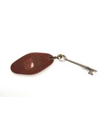 Vintage Skeleton Key on Leather Keychain Irving House Dalton MA Room # 32 - $9.99