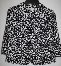 Kim Rogers Petite MEDIUM Black White Floral Cropped Jacket Career Casual... - $10.75