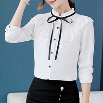 Spring Autumn 2019 Women White Shirt Long Sleeve Shirts Korean Ruffles Women Str - £32.30 GBP