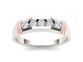 Authenticity Guarantee 
14K Rose Gold 0.50 Ct Diamond Five Stone Men&#39;s Weddin... - £934.37 GBP