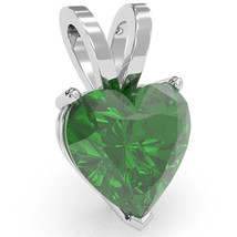 Lab-Created Emerald Heart Solitaire Pendant In 14k White Gold - £196.74 GBP