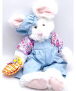 Kids Of America White Bunny Rabbit Stuffed Animal Plush 16” Beret Hat Fr... - $14.37