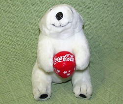 Vintage Coca Cola 1998 Polar Bear Plush With Red Vinyl Ball Mini Stuffed Animal - $13.50