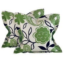 Pair Pillow Covers Premier Prints MM Designs Black Cream Green Botanical... - £39.95 GBP
